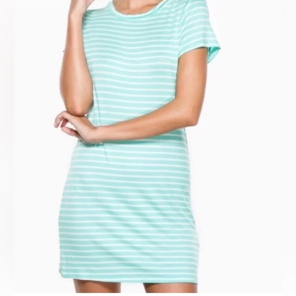 STS Sail To Sable Turquoise Striped Mini Dress Size Medium
